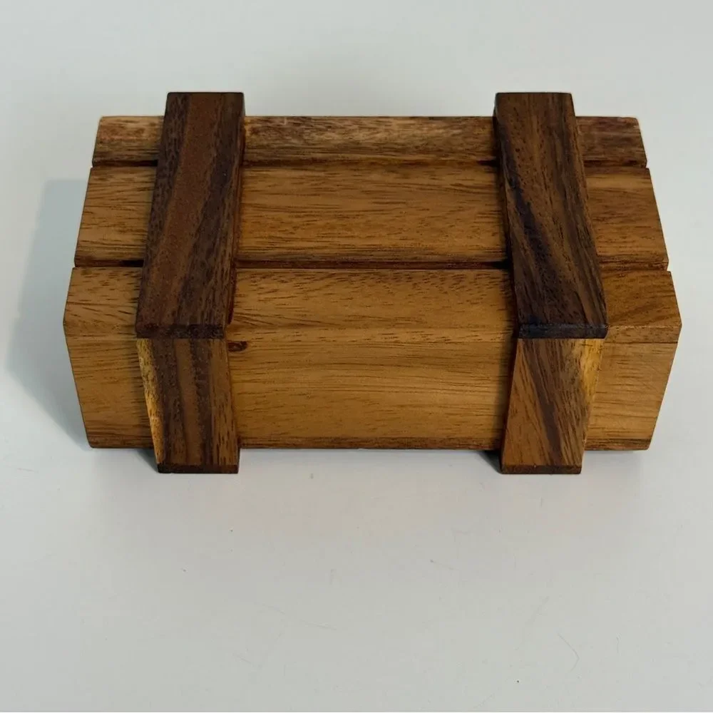 Handmade Hidden Drawer Wooden Trinket Box 5.5x3”